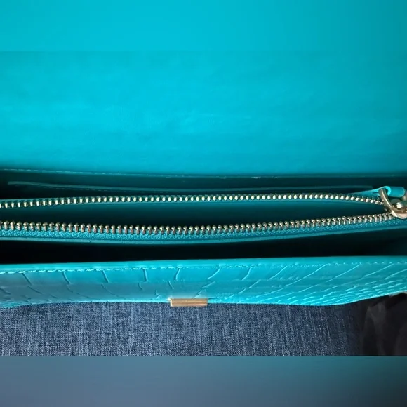 💙💚Pinko Blue and Gold Shoulder Bag with Croc Embossed Texture 💙💚 - Picture 6 of 9